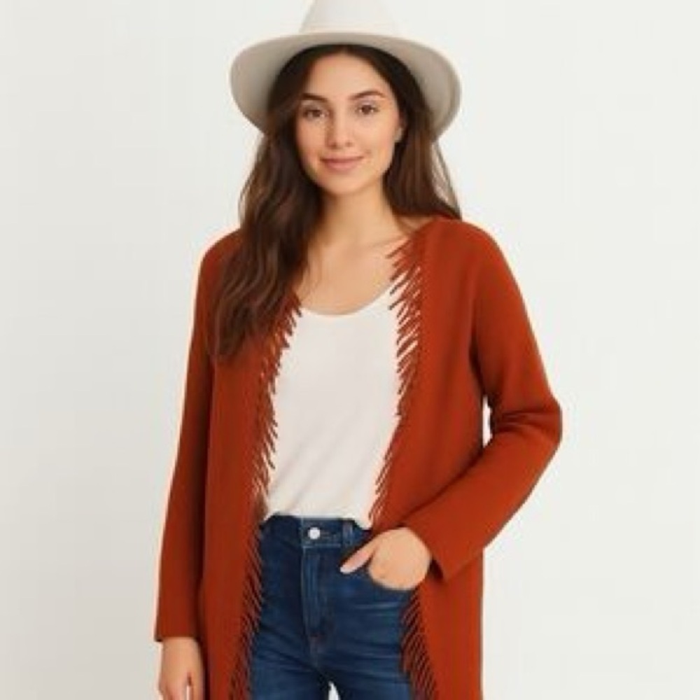 Fenn Wright Manson 100% Cashmere Fringe Cardigan, Size Small